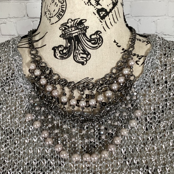 244. TOPSHOP Silver Cover-Up / Dress NWT Size 14 - Picture 7 of 9